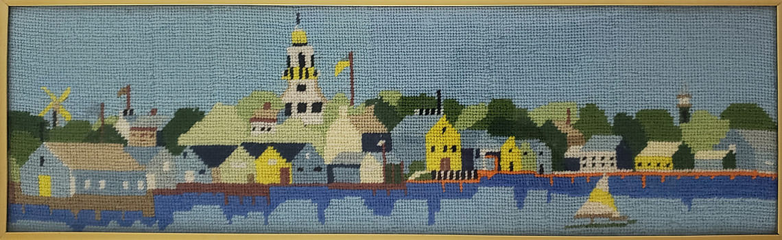 Nantucket Harbor Needlepoint - Vintage Nantucket Harbor Framed
