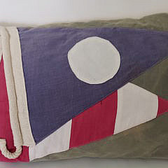 Two Nautical Signal Flag Decorated Embroidered Pillows