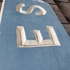 Vintage Hand Carved and Painted Nantucket Quarterboard, “Bits-Pieces”