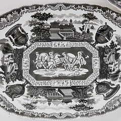 Three English Black and White Transferware Serving Platters