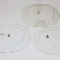 Three English Black and White Transferware Serving Platters