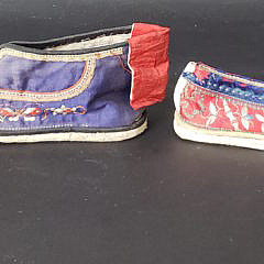 Two Pairs of Antique Chinese Embroidered Shoes