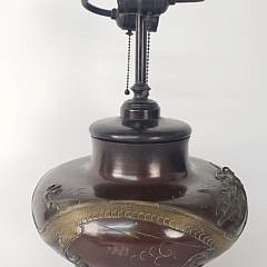 19th Century Japanese Meiji Period Bronze Mixed Metal Lamp