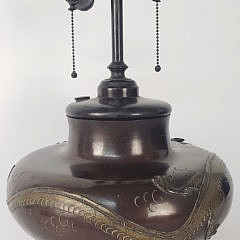 19th Century Japanese Meiji Period Bronze Mixed Metal Lamp