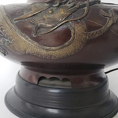 19th Century Japanese Meiji Period Bronze Mixed Metal Lamp