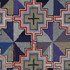 Geometric Pattern Hooked Rug, 19th Century