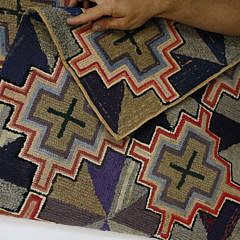 Geometric Pattern Hooked Rug, 19th Century