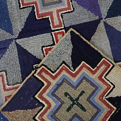 Geometric Pattern Hooked Rug, 19th Century