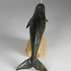 Irving Briggs Miniature Hand Carved Wood Sculpture of a Narwhale