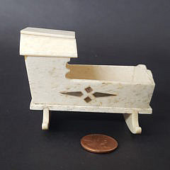 Antique Whalebone and Mother of Pearl Inlaid Miniature Cradle