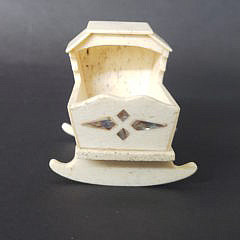 Antique Whalebone and Mother of Pearl Inlaid Miniature Cradle