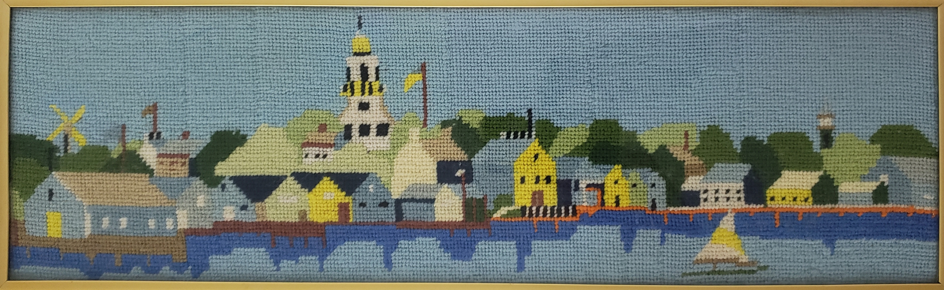 Nantucket Harbor Needlepoint Vintage Nantucket Harbor Framed