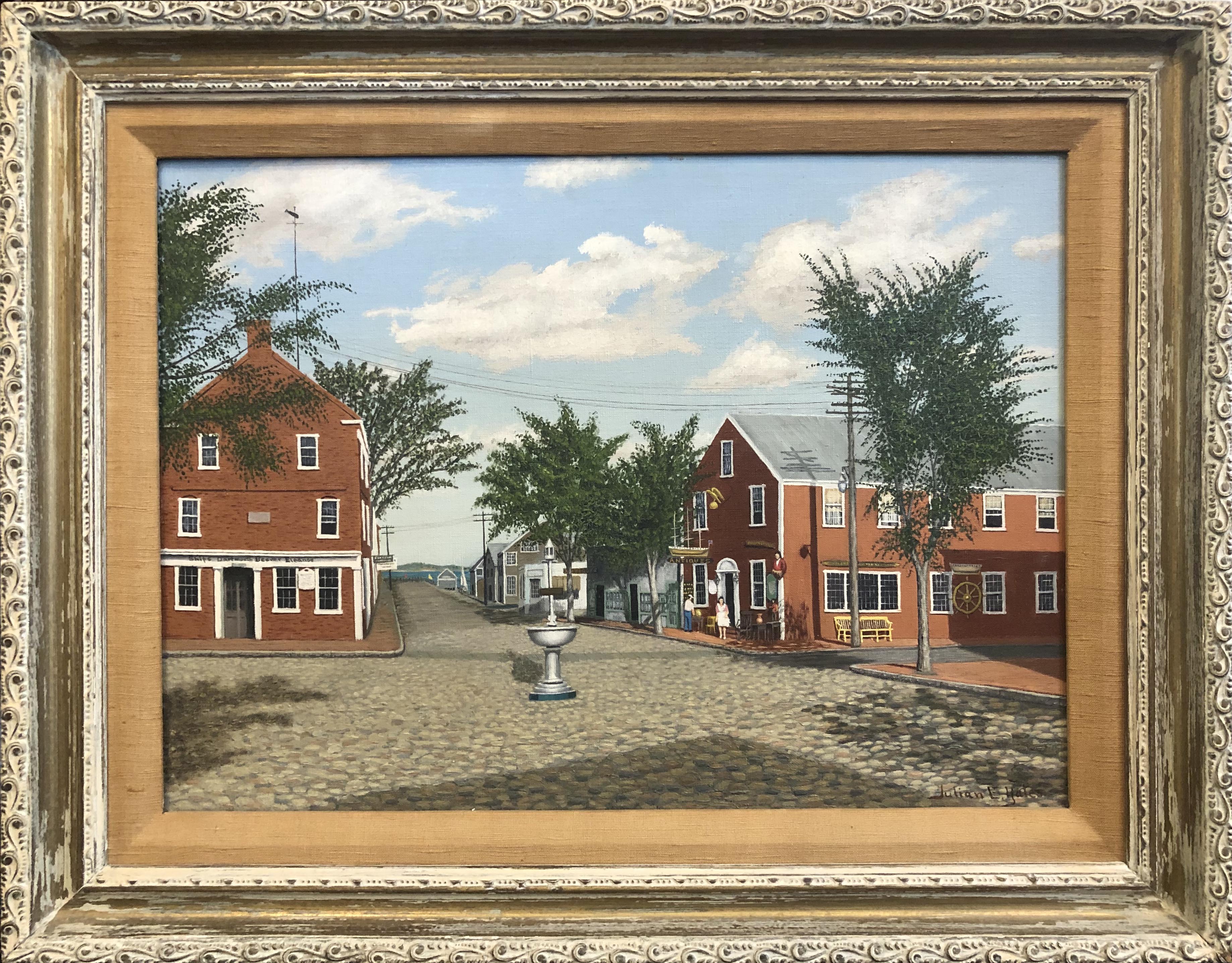 Julian Yates Oil on Canvas "Lower Main Street Nantucket" Julian Yates