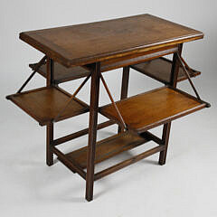 Art Deco Flip Top Book Table With Folding Shelves