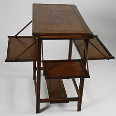 Art Deco Flip Top Book Table With Folding Shelves