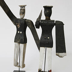 Two Vintage Folk Art Painted Naval Officer Whirligigs