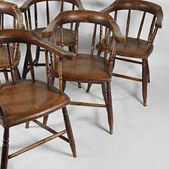 Set of Six Barrel-Back Tavern Chairs, 19th Century