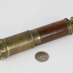 Brass and Mahogany 3-Draw Spyglass with Sun Shield, 19th Century