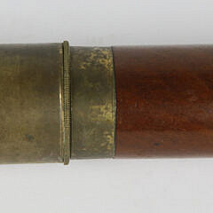 Brass and Mahogany 3-Draw Spyglass with Sun Shield, 19th Century