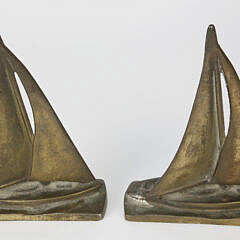 Pair of Vintage Brass Sailboat Bookends