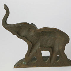 Patina Bronze Trumpeting Elephant Doorstop