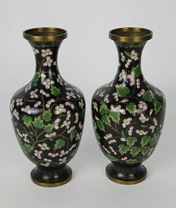 1747-54 Pair Cherry Blossom Cloisonne Vases A_MG_7375