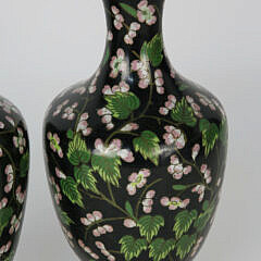 Pair of Cherry Blossom Cloisonne Vases