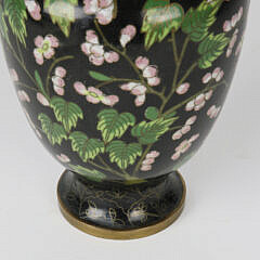 Pair of Cherry Blossom Cloisonne Vases