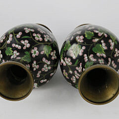 Pair of Cherry Blossom Cloisonne Vases