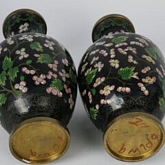 Pair of Cherry Blossom Cloisonne Vases