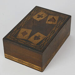 Diamond, Spade, Heart and Club Multi-Wood Inlaid Card Box