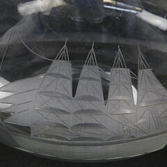 Set of Six Clipper Ship Etched Glass Brandy Glasses and Decanter