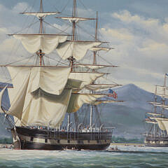 Salvatore Colacicco Oil on Wood Panel “First Whale Ship in Hawaii, 1819”