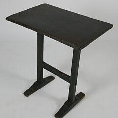 American Gray Stain Side Table with Bread Board End Top, circa 1800