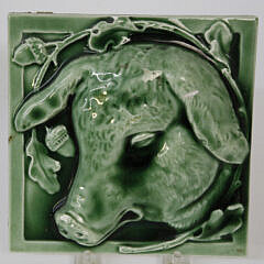 Group of Three Green Glazed Tiles