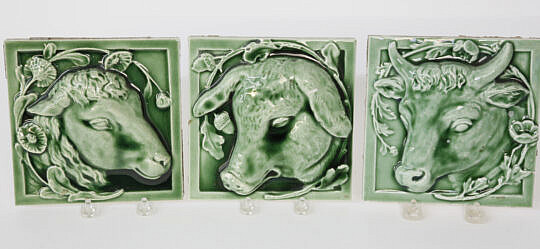 38-5024 Three Green Glazed Tiles _MG_6956