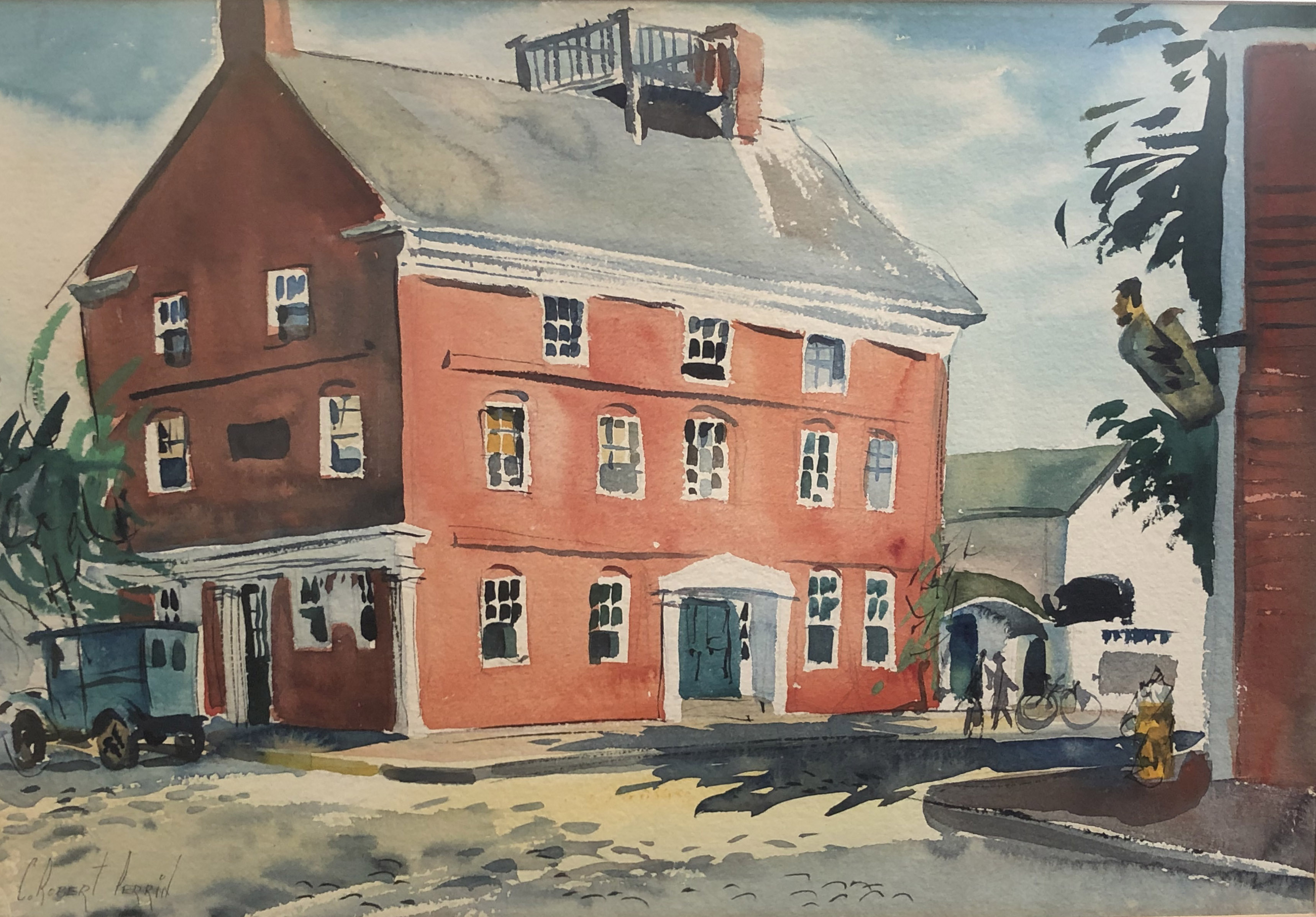 C. Robert Perrin Watercolor on Paper "Customs House Nantucket" C