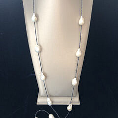 White Baroque Fresh Water Pearl and Spinel Necklace