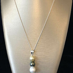 11.5mm – 9mm South Sea White, Gold, and Grey Tahitian Graduated Pearl Necklace