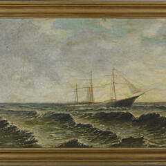 494-3771 Oil on Canvas Sailing Ship in Rough Waters A_MG_7790