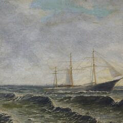 Oil on Canvas “Sailing Ship in Rough Waters”