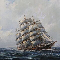 Jack Gray Oil on Canvas “British Full Rigged Ship North Atlantic”