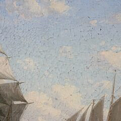 Theodore Victor Valenkamph Oil on Canvas “Ship and Schooner on the High Seas”