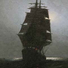 Oil on Canvas “Clipper Ship Sailing in the Moonlight”, 19th Century