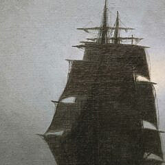 Oil on Canvas “Clipper Ship Sailing in the Moonlight”, 19th Century