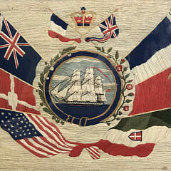 British Woolie with Clipper Ship Cartouche and Allied Flags, 19th Century