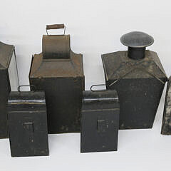 Six Carrying and Hanging Tin Lanterns Collection, 19th Century