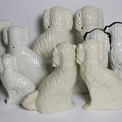 Five Pairs of Staffordshire King Charles Spaniels, 19th Century