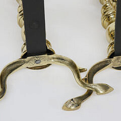 Pair of Boston Ball Top Brass Andirons, circa 1800