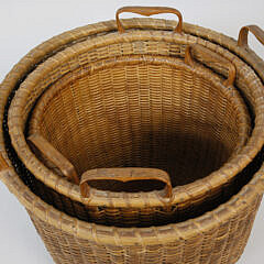 Rare Nesting Set of 3 Jose Formoso Reyes Nantucket Waste Baskets, circa 1959